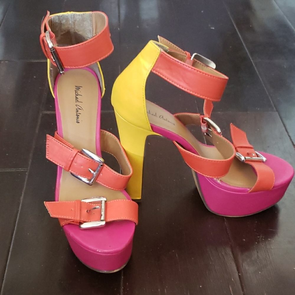 Multi colored strappy sandals